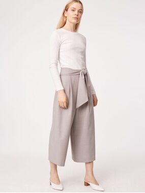 Club Monaco Izabelah Wide Cropped Wool Pants Heather Grey Size 00